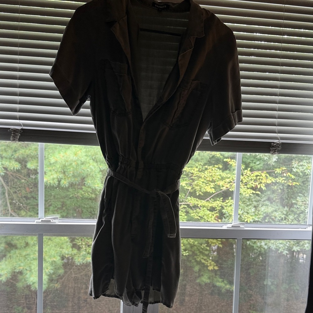Express Dark Olive Jumpsuit